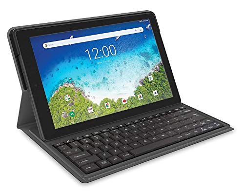 RCA Viking Pro 10 Inch Tablet with Folio Keyboard Fast Quad Core Multi-Touch Display Android 8.1 (Go Edition), Blue (Renewed)