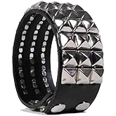 Jassion&Rainy Punk Pyramid Studded Alloy Nail Vegetable Tanned Leather Bracelet 3.3cm