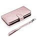 Vofolen 2-in-1 Case for iPhone 6S Plus Case iPhone 6 Plus Wallet Card Holder Detachable Flip Cover Magnetic Folio PU Leather Protective Slim Shell with Wrist Strap for iPhone 6 Plus 6S Plus -Rose Gold