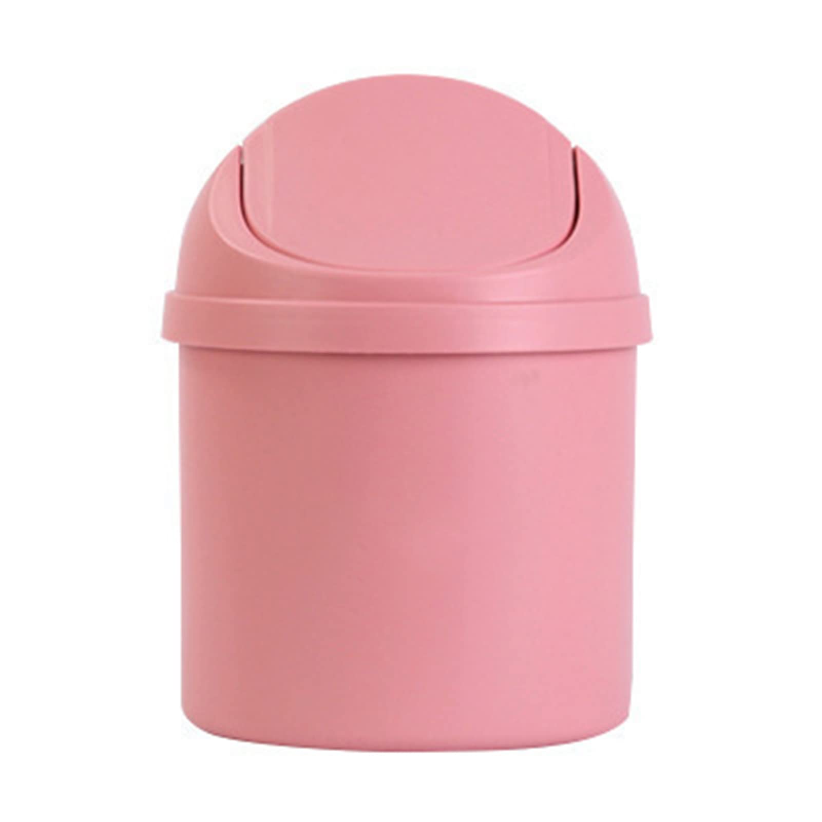 Joyzan Table Trash Can, Desktop Dustbin Mini Portable Waste Bin with Lid Small Garbage Basket Countertop Rubbish Container for Family Living Room Kitchen Bedroom Bathroom Office Car Indoor(Pink)