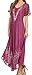Sakkas 16601 - Ronny Lace Embroidered Cap Sleeve Tie Dye Wash Caftan Dress / Cover Up - Fuchsia / Navy - OS
