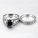 FENDINA Womens Luxurious 18K White Gold Plated Wedding Engagement Rings Princess Cut 2.5ct Created Black Diamond Solitaire Anniversary Promise Rings Set