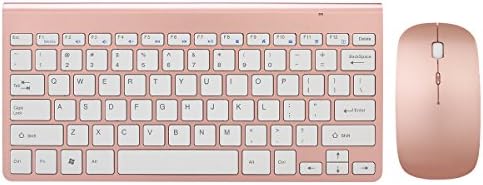 Wireless Keyboard and Mouse Combo, Hi-azul Compact Ultra Slim 2.4GHz Wireless Keyboard with 78 Keys and Power-saving Mouse for Home&amp;Office Use (Rose Gold)