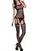 Flora Florida Flirty Open Crotch Bodystockings Black Stretchy Tights One Piece Bodysuit Sexy Fishnet Striped Strappy Lingerie One Size