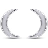Crescent Half Moon Stud Earrings With Push Back Jewelry For Women In 14K White,Rose Or Yellow Gold Plated Sterling Silver
