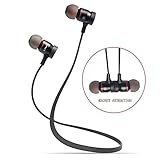 Bluetooth Headset, Sweatproof V4.0 Wireless Bluetooth Earphones In-Ear Noise Cancelling Headphones Earbuds with Microphone & Stereo for Running Sports with Magnet Attraction (Black) by Matone