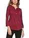 Zeagoo Women's Henley V Neck 3 4 Sleeve Cuffed Shirt Button Casual Loose Blouse Tops