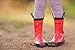 OAKI Kids Waterproof Rain Boots with Easy-On Handles, Fiery Red, 12T US Toddler