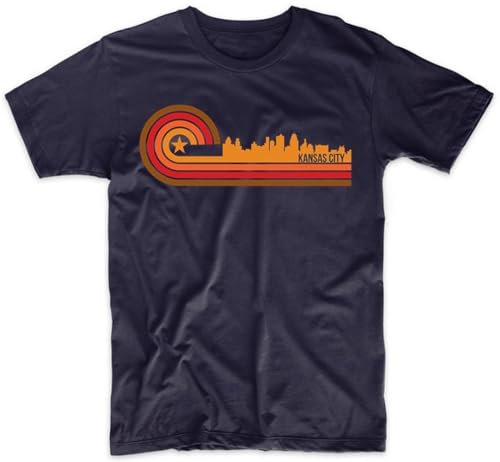 Retro Style Kansas City Missouri Skyline T-Shirt, Large Navy at Amazon