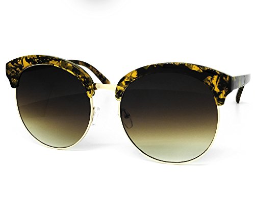 O2 Eyewear 97018XL Premium Oversize Cats eye Womens Mens Mirror Funky Flat Sunglasses (AMBER BROWN, XXL)