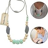 ima-jewelry BPA Free Silicone Teething Necklace for Mom to Wear | Chew Beads - Safe for Baby | Green