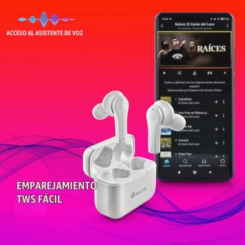 ARTICA Bloom White - Auscultadores sem fios Compatíveis com tecnologia Bluetooth e TWS, base de carregamento, autonomia 24h, microfone, controlo tátil.