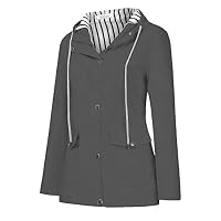 SUIKI Womens Rain Anoraks Waterproof Jackets Outdoor Hooded Raincoat Windbreaker Coat Outwear