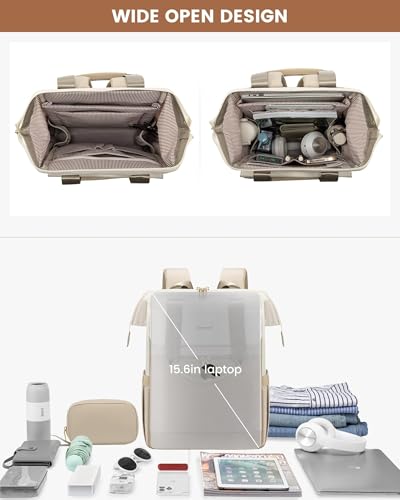 Laptop Backpack for Women, 15.6-Inch Work Bag, Waterproof Travel Backpack with Organizer, Fashionable Teacher & Nurse Bag, 2-Piece Set Vintage College Work Daypacks