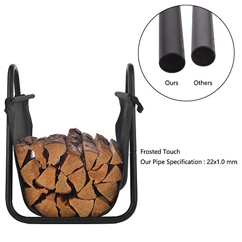 Patio Guarder Firewood Carrying Bag Fireplace Log with Canvas Tote Carrier Indoor Fire Wood Rack Firewood Storage Holders Log Bin Portable Fire Logs Basket Black - Thumbnail 2