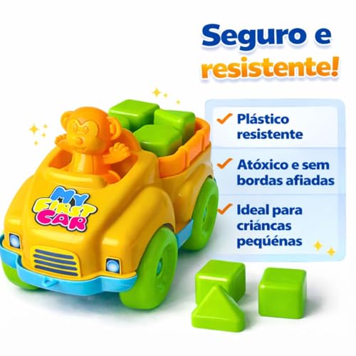 Brinquedo Educativo Carrinho Baby Com Encaixes My First Car Interativo Colorido Didatico Brinquedos Para Meninos 1 ano de Idade