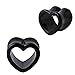 Plugs 0G Acrylic Black Heart Tunnel 8mm Gauges Plugs 0 Gauge (2 Pieces)