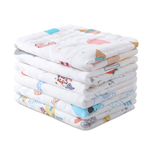 Muslin Baby Burp Cloths 6 Pack Premium Cotton Burping Rags for Newborn Ultra Soft and Absorbent Unisex Spit Up Rags for Boys and Girls Perfect Baby Registry Gift 20\'\' X 10\'\'