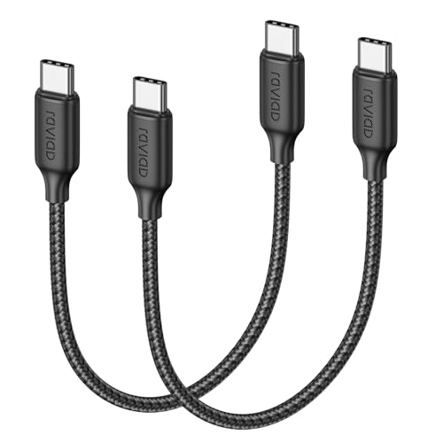 Raviad Usb C Kabel 100W [2Stück 0.3M] Pd3.0 Schnellladekabel Usb C Auf Usbc Nylon Geflochten Qc3.0 Ladekabel Usb-C Ladegerät Für Iphone 16 15 Pro Galaxy S24 S23 S22 Pixel 7 Ipadpro Macbookair Tablets
