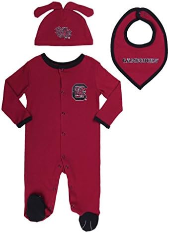 South Carolina Gamecocks Baby Boys' 3 pack, Footie, Bandana Bib and Hat Set 0-3 months
