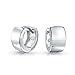 Simple Basic Wide Kpop Huggie Hoop Earrings For Women For Men .925 Sterling Silver Polished Flat Hinge