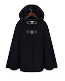 Taiycyxgan Women's Batwing Cape Wool Poncho Jacket Warm Cloak Coat