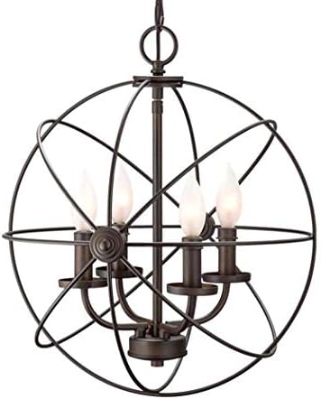 Retro Pendant Lamp,Modern Sphere Wrought Iron Metal Globe Cage Chandelier Fixture Pendant Light Ceiling Lamp Use E14 Blubs,Nickel,38Cm [Energy Class A]