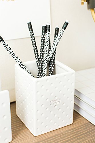The Pink Orange TPO-0003E Ceramic Pencil and Pen Cup Holder, White