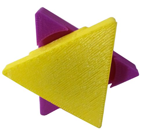 3D Printed Triangle Puzzle Box, Yellow and Purple