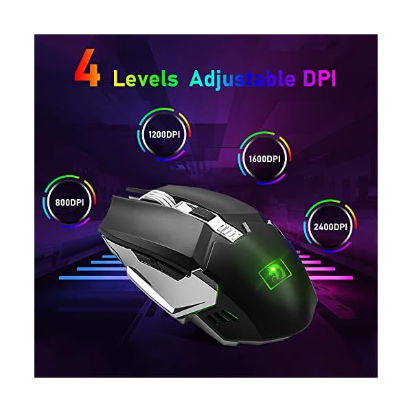 Wireless-Gaming-Keyboard-and-Mouse-Set-24G-Rechargeable-3800mAh-Large-Capacity-Rainbow-LED-Backlit-Mechanical-Feel-Gaming-Keyboard-with-Smart-Sleep2400DPI-7-Colors-Breathing-Backlit-Mouse-Black Wireless Gaming Keyboard and Mouse Set, 2.4G Rechargeable 3800mAh Large Capacity, Rainbow LED Backlit Mechanical Feel…