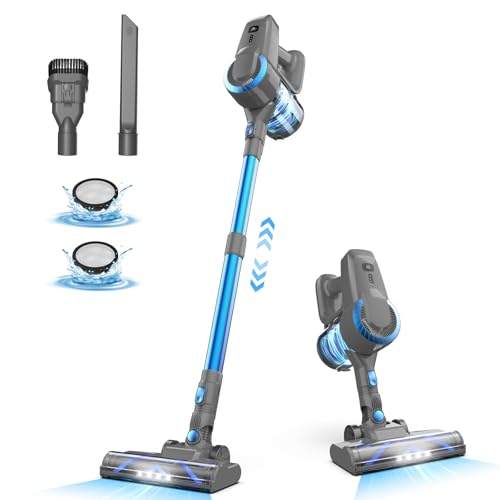 Kabelloser Staubsauger, 6 in 1, kabelloser Staubsauger, leistungsstarker Staubsauger, Akkulaufzeit 50 Minuten & 2 Geschwindigkeitsstufen, Bürste gegen Verheddern, Staubsauger ohne Beutel für Tierhaare