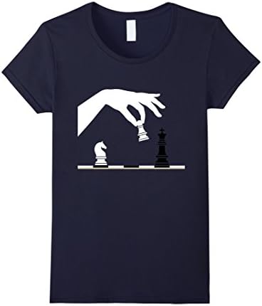 Womens Hand Playing Chess Graphic Print Shirt Chess Player Gift Small Navy