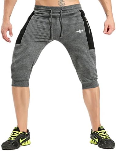KORKSLORES Men's Athletic Shorts Bodybuilding Gym Running Tight Training Shorts Men Casual Shorts with Pockets (Medium, Drak Gray)