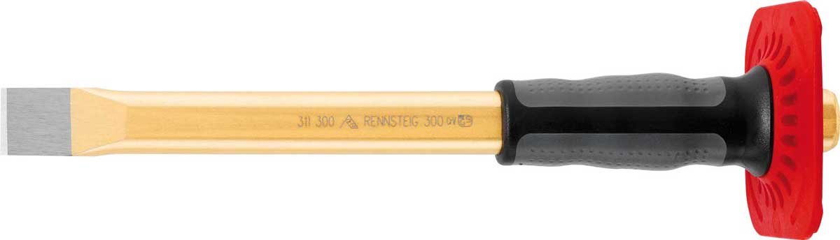 Rennsteig 311 250 1 Flat Cold Painted Chisels with Handguard, Gold, 250 mm