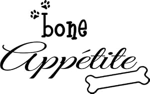 Image of YINGKAI Bone Appetite Cute Puppy Dog Vinyl Wall Quote Saying Wall Decal Living Room Home Vinyl Carving Wall Decal Sticker for Pet Store Salon Home Window Decoration