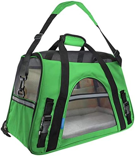 YiiJee Airline Approved Pet Carrier Under Seat Soft Sided Dog Cats Carrier Small Puppies Travel Handbag Shoulder Bag (Green #1, S)