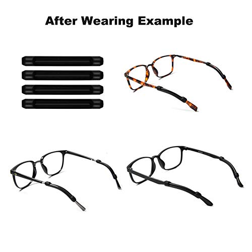 Silicone Eyeglass Retainers Eyewear Retainer Glasses Retainers Grip - Nerd Comfort Eyeglasses Temple Tips - Anti-Slip Elastic Comfort Glasses Retainers Black&Clear (6 Pairs) - Thumbnail 3
