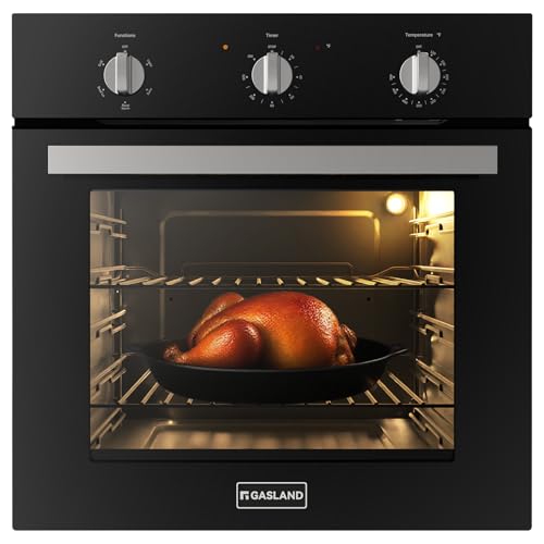 24 Inch Electric Wall Oven, GASLAND Built-in Oven with 2.79 Cu.ft Capacity, 5 Working Functions, Ergonomic knob, Removavle Triple-Layer Glass Door, 2200W Black Single Wall Oven, ETL Certified