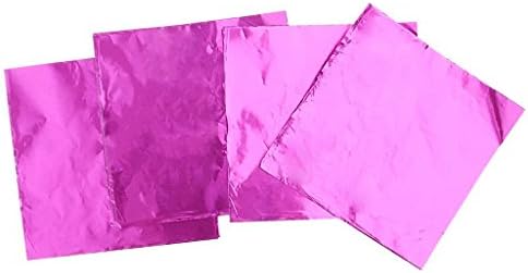 LTDD Approx.100pcs Square Foil Paper Wrappers Package for Candy Chocolate Lolly Pink