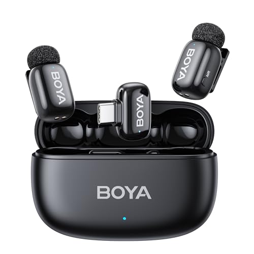 BOYA MINI 2 Microphone for iPhone 15/16/17, Android, Wireless Microphone, 5g, 48kHz/24Bit, 100m, Lavalier USB-C Microphones, 30 Hours, Wireless Microphones for Social Video, Vlogging, YouTube, Streaming