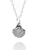FLYINGTUTU Sterling Silver Teeny Tiny Clam Shell Charm Necklace, 18"