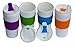 Set of 4 Double Wall Insulated Travel Mugs with Colorful Wraps and Lids, 16 Oz. - Orange, Purple, Green, Blue