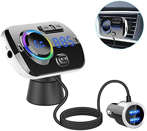 Amazon Fmトランスミッター 技適認証済 Bluetooth 5 0 Siri Anroid Assistantに対応 車載トランスミッター 吹出し口 ダッシュボードとも適用 ハンズフリー通話 Qc3 0急速充電2usbポート カーチャージャー 7色変換ledライト Bluetooth Tfカード Aux In音楽再生対応