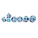 Haxtec Metal DND Dice Set Blue Metal Dice with Leather Dice Bag Polyhedral D&D Dice Compatible with Dungeons and Dragons Gifts RPG Games-Silver Blue