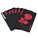 Acelion Waterproof Playing Cards, Black Plastic Playing Cards, 1 Deck of Cards, Poker Cards (Rose Cards Red Tin)
