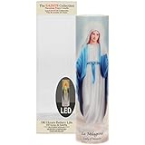 The Saints Collection Lady of Miracles Flickering LED Prayer Candle with Timer, Prayer in English and Spanish, Religious Gift Ideas for Mothers Day, Fathers Day, and Birthdays