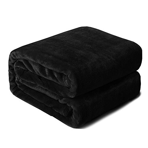 Edow Flannel Throw Blanket, Soft Plush Lightweight Nap Throw Blanket for Couch, Sofa, Bed, Travel. (Black, Throw(40"x60")) - Thumbnail 6