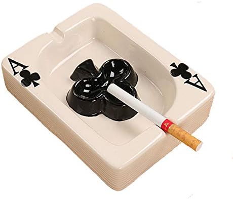LOVEZMY Playing Cards Ash Tray, Ceramics Ashtrays European Creative Hotel Ashtray Living Room Table Craft Desktop Decoration (2 Pieces),C
