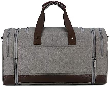 Wohlbege Canvas Travel Bag Big Crossbody Bag Large Capacity Travel Tote Weekend Bag Convenient Carry On Luggage Bags Men Duffel Bag (Grey) 2 Wohlbege Canvas Travel Bag Big Crossbody Bag Large Capacity Travel Tote Weekend Bag Convenient Carry On Luggage Bags Men Duffel Bag (Grey)