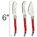 Laguiole By FlyingColors Butter Knife Spreader Cheese Knife Set, with Wooden Gift Holder, 3 Pieces (Red)